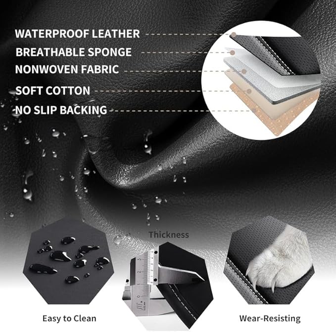 Car Seat Covers Full Set Custom Fit for Buick Envision 2016-2026-Luxury Leather with Lumbar Support, Breathable, Waterproof, Anti-Slip, Durable, Easy to Install (Black&White,Full Set)