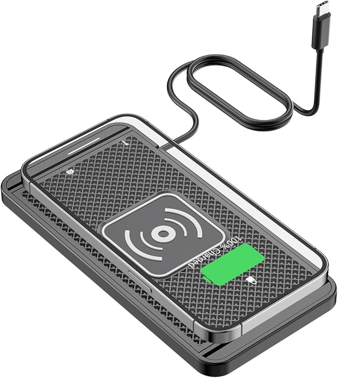 Wireless Charging Pad for Car for Ford Super Duty F-550, 15W Fast Wireless Charger Mat Non-Slip Silicone Car Center Console Phone Charging Pad,A/15W-Type-c