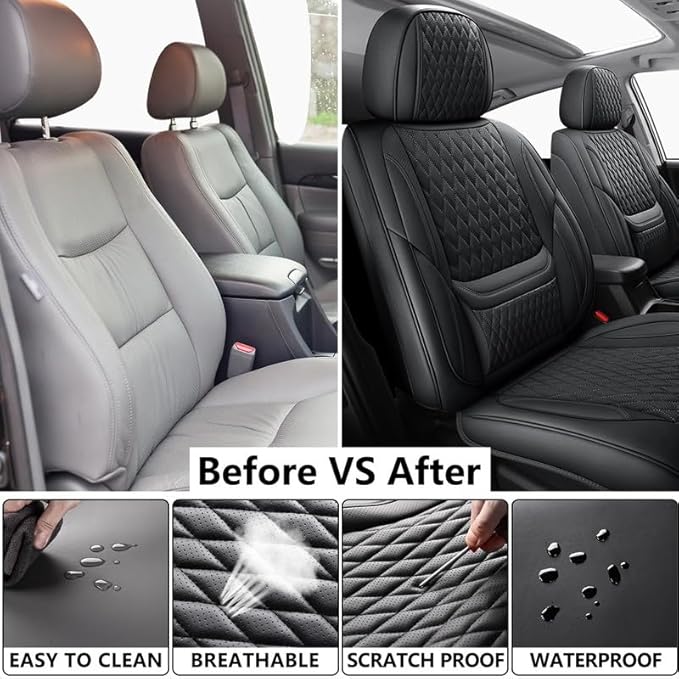 Front Seat Car Seat Covers Custom Fit for Chevrolet/Chevy Trax 2015-2026 - Premium Faux Leather with Lumbar Support | Breathable, Waterproof, Anti-Slip, Durable (Black,Front Seat)