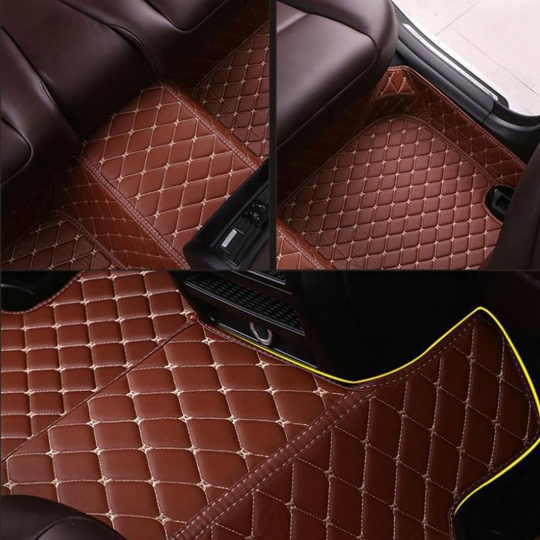 Custom Personalized Floor Mats for Cars，Luxury Full Coverage All Car Floor Mats，Anti-Slip Leather Car Mat Set ，Custom Floor Mats for 99% of Cars, Trucks & SUVs. (Black Dual Tone and White)