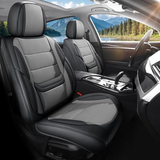Car Seat Covers Full Set Fit for Buick Lacrosse 2004-2019, Premium Faux Leather Waterproof Car Seat Protectors with Lumbar Support, Breathable Anti-Slip Easy to Install(Black&Gray,Full Set)