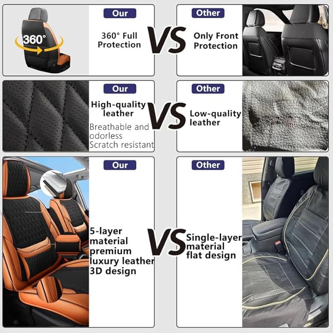Car Seat Covers Full Set Custom Fit for Mercury Mariner 2005-2011 - Premium Faux Leather with Lumbar Support | Breathable, Waterproof, Anti-Slip, Durable (Black&Brown,Full Set)