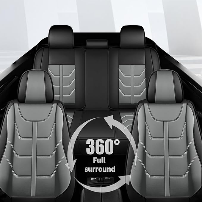 TTX LIGHTING Car Seat Covers fit for Hyundai Santa Cruz 2022-2026 Full Set: Premium Leather Automotive Seat Cover with Airbag Compatible Waterproof (5 Seats, Black & Gray)