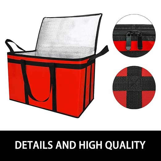 Bodaon 2-Pack Insulated Food Delivery Bag for Hot/Cold Meal, XXX-Large Cooler Bags, Pizza Delivery Bag for Commercial Delivery, Insulated Grocey Thermal Bag, Red