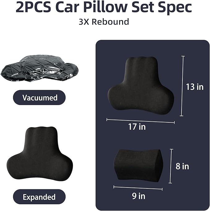 Car Neck & Lumbar Support Pillow Set for Honda Accord, Soft Memory Foam Headrest & Back Cushion, Ergonomic Comfortable Seat Support for Daily Driving and Long Trips Car Interior Accessories