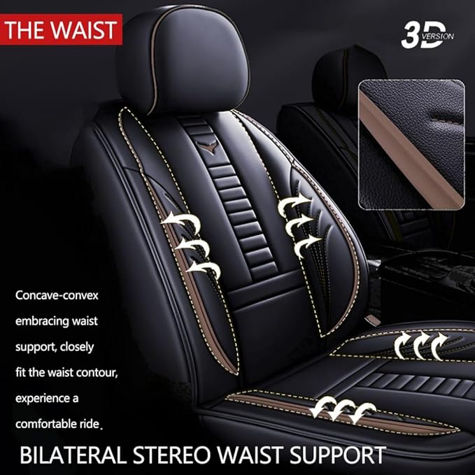 for Chevy Equinox Seat Covers 2005-2026, Full Coverage Customized Car Seat Covers, Premium Leather Waterproof Stain-Resistant Easy to Install (Luxury 2 Seats, Black&Coffee)