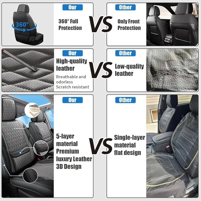 Car Seat Covers Full Set Custom Fit for Pontiac G3 2009-2010 - Premium Faux Leather with Lumbar Support | Breathable, Waterproof, Anti-Slip, Durable (Black&Gray,Full Set)