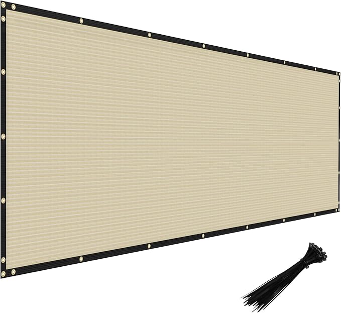 Windscreen4less Privacy Fence Screen Heavy Duty Windscreen Fencing Mesh Fabric Shade Net Cover with Brass Grommtes for Outdoor Wall Garden Yard Pool Deck, 8'x254' Beige