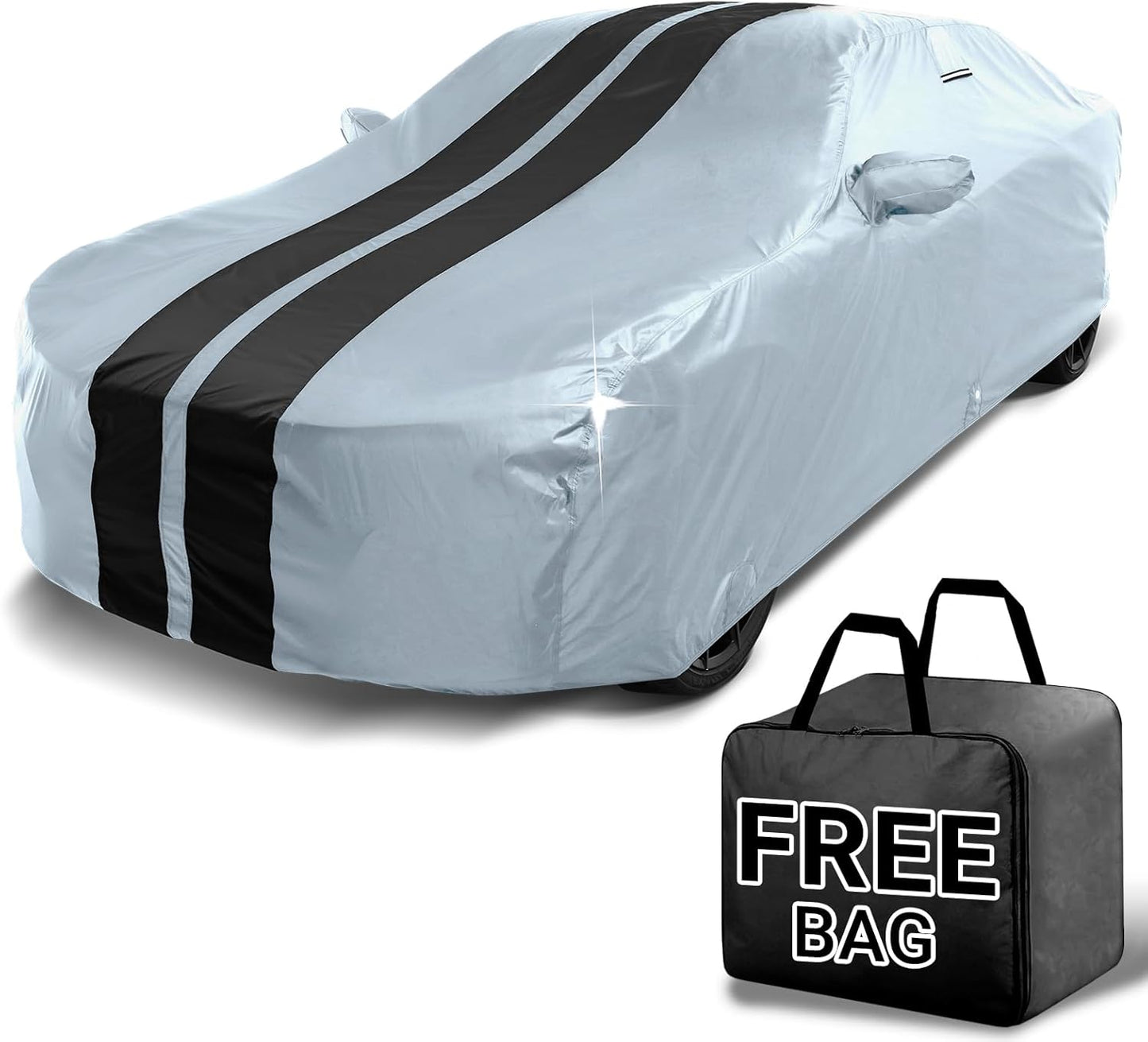 iCarCover Custom Car Cover for Chevy Cruze Hatchback (2017-2019) Waterproof All Weather Rain Snow UV Sun Protector Full Exterior Indoor Outdoor Car Cover (Stripe - Gray/Black)