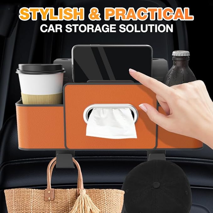 PUSKIU Car Organizer and Storage Box, Car Organizers and Storage Box for Back Seat, Car Organizer Back Seat for Daily Travel (Black)