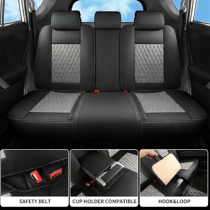Car Seat Covers Full Set Custom Fit for Buick Lacrosse 2004-2019 - Premium Faux Leather with Lumbar Support | Breathable, Waterproof, Anti-Slip, Durable (Black&Gray,Full Set)