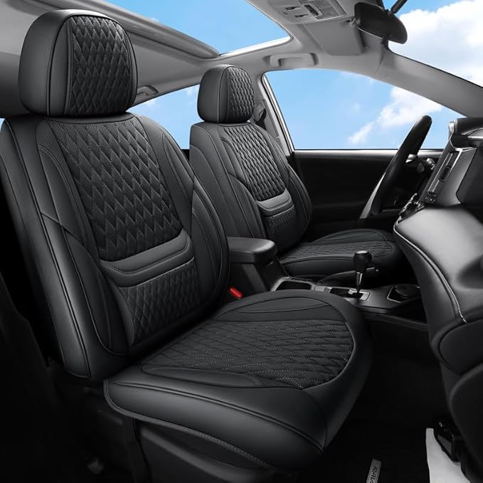 Front Seat Car Seat Covers Custom Fit for Pontiac G8 2008-2009 - Premium Faux Leather with Lumbar Support | Breathable, Waterproof, Anti-Slip, Durable (Black,Front Seat)