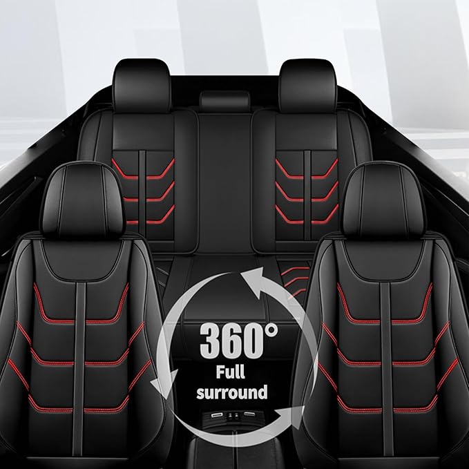 TTX LIGHTING Car Seat Covers fit for Nissan Sentra 2008-2026 Full Set: Premium Leather Automotive Seat Cover with Airbag Compatible Waterproof (5 Seats, Redline)