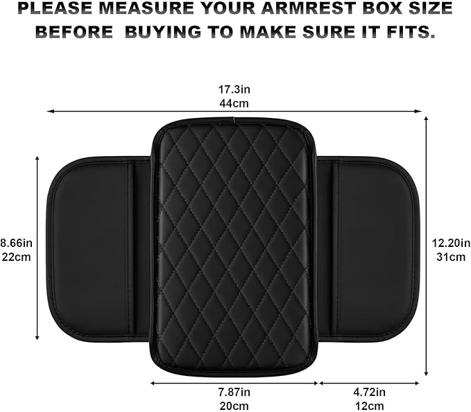 Upgraded Car Center Console Cover Fit for Tacoma Faux Leather Car Armrest Cover Cushion with 2 Storage Bags,Car Armrest Storage Box Interior Accessories(Black)