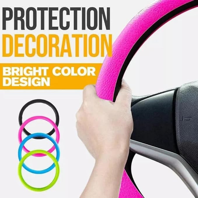 Car Steering Wheel Protective Cover, Silicone Steering Wheel Cover Grip, Cool Non-Slip Thin Steering Wheel Protector, Stretchy, Silent, Fits 13/14/15/16 inch Wheels (Dark Blue)