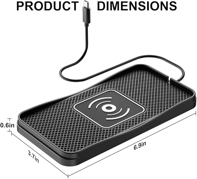Wireless Car Charger Pad for Ford F-150 Lightning 2022-2025, Type-C/USB 20W Car Wireless Charger Non-Slip Phone Charging Pad Car Accessories,A 30cm Cable Type-C Plug
