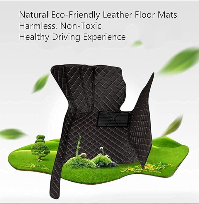 Custom Car Floor Mat Compatible with 97% Car Models Luxury Leather All Weather Waterproof Anti-Skid Full Coverage Car Mats (Beige with Black)