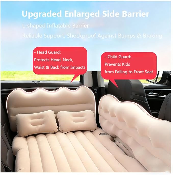 Car Inflatable Air Mattress for Nissan Armada (new Generation) 2025 Inflatable Back Seat Car Bed Double-Sided Portable Camping Travel Sleeping Bed,Beige-Mountain Design