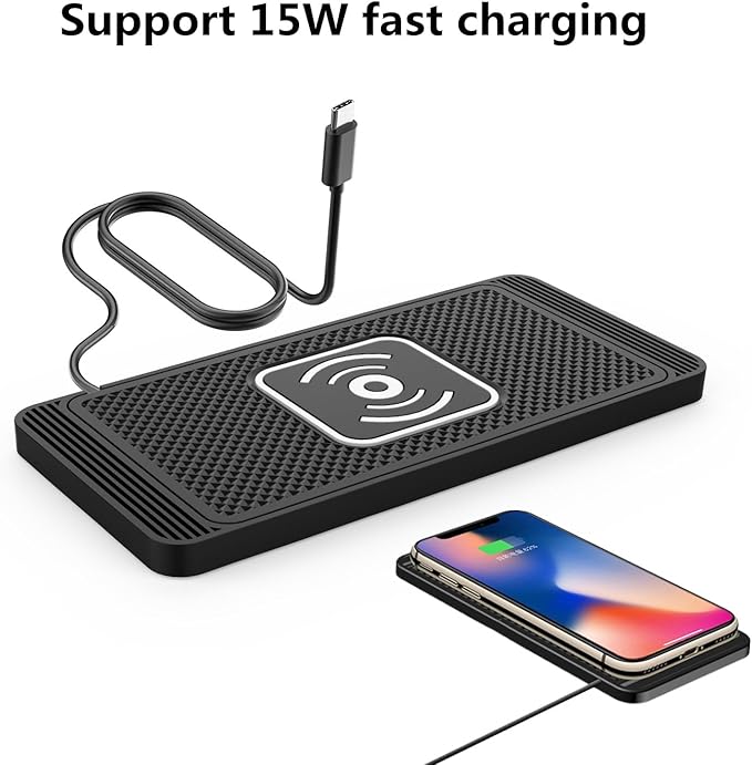 Wireless Charging Pad for Car for Toyota Camry XV50 2012 2013 2014 2015 2016 2017-pr, 15W Fast Wireless Charger Mat Non-Slip Silicone Car Center Console Phone Charging Pad,A/15W-Type-c