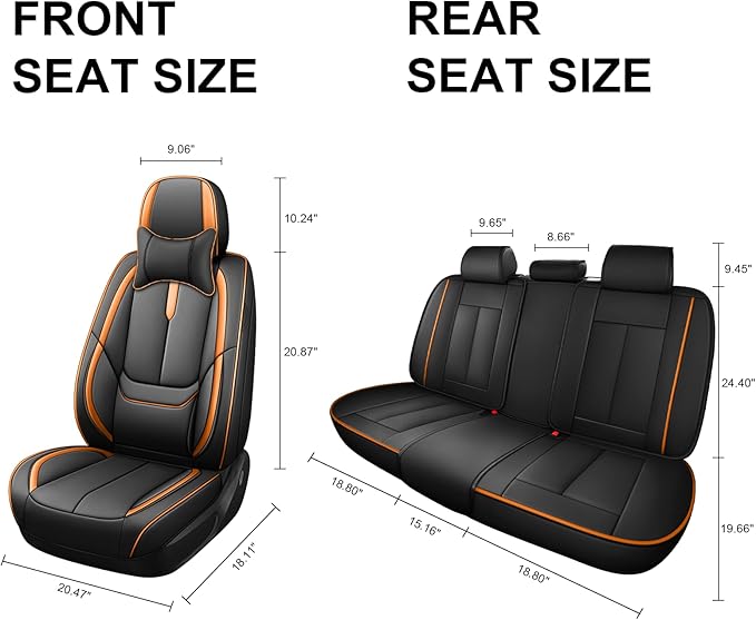 Fit for 98% of Mercedes Benz Car Seat Covers with Headrests, Premium Nappa Leather Seat Cover, Fully Wrapped Protect Modern Style Seat Cover (5-Seat Luxury, Black & Orange)