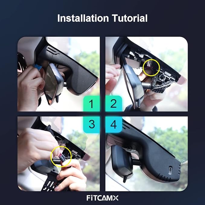 Fitcamx 4K Dash Cam Suitable for BMW 3 4 Series M3 M4 2020-2024 (Model B) 330i 430i Xdrive 330e M340i M440i Coupe, OEM Look, UHD 2160P Video, WiFi Connect & APP, Loop Recording, G-Sensor, 64GB Card