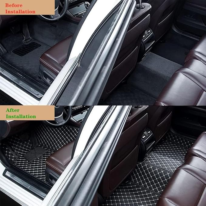 Custom Making Car Floor Mats Protection Pads for 99% Sedan/Coupe/Hatchback/SUV/Pickup Men Women Car Floor Mats Coverage Pads Anti-Slip Leather Floor Lining (Light Brown)