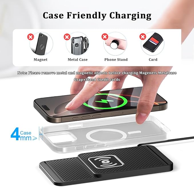 Wireless Charging Pad for Car for BMW X3 F25 2011-Present, 20W Fast Wireless Car Charger Pad Type-C/USB Non-Slip Phone Charging Mat,B 30cm Cable USB Plug