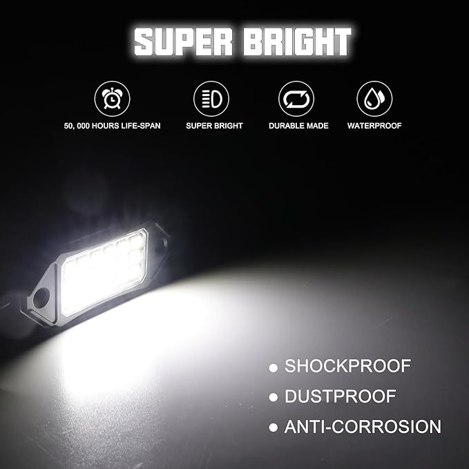 SUNPIE White Rock Lights, 12 Pods LED Rock Lights Underglow kit IP67 Waterproof Light kit for Trucks Car Jeep ATV UTV SUV Pickup Off Road RZR Under Body Glow Light Trail Lighting