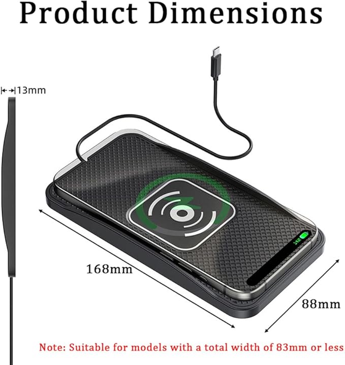 Wireless Car Charger Pad for Toyota RAV4 Prime 2021-2024, Type-C/USB 20W Car Wireless Charger Non-Slip Phone Charging Pad Car Accessories,A 30cm Cable Type-C Plug