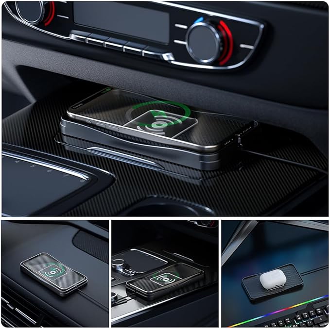 Wireless Car Charger Pad for Nissan Kicks 2018-2026, Type-C/USB 20W Car Wireless Charger Non-Slip Phone Charging Pad Car Accessories,A 30cm Cable Type-C Plug