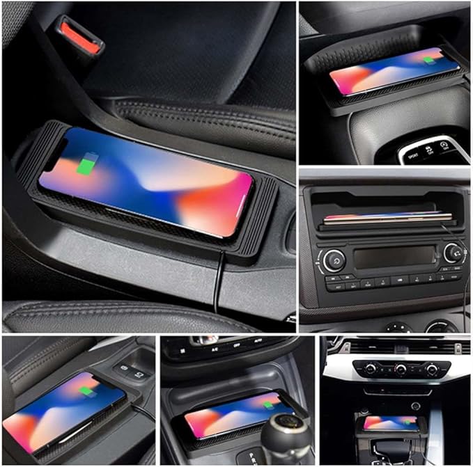 Wireless Car Charger Pad for Nissan Leaf 2011-2026, Type-C/USB 15W Car Wireless Charger Non-Slip Cordless Charging Mat Car Accessories,A-30cm USB Interface