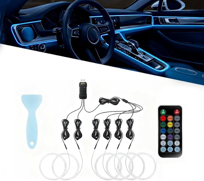 Car LED Strip Light for Volvo XC90/XC60 Recharge 2021–2025, 6 in 1 Car Ambient Lighting Kits, Interior Interior Light Sync to Music, Auto Decorations Interior Accessories, 8M