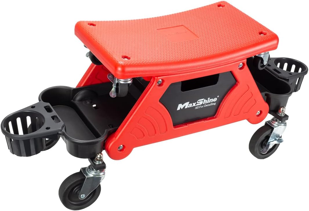 Maxshine Detailing Creeper Seat with Built-in Storage, 2-in-1 Modular Rolling Garage Stool, Mechanic Shop Seat with Tool Tray for Auto Car Detailing & Repair
