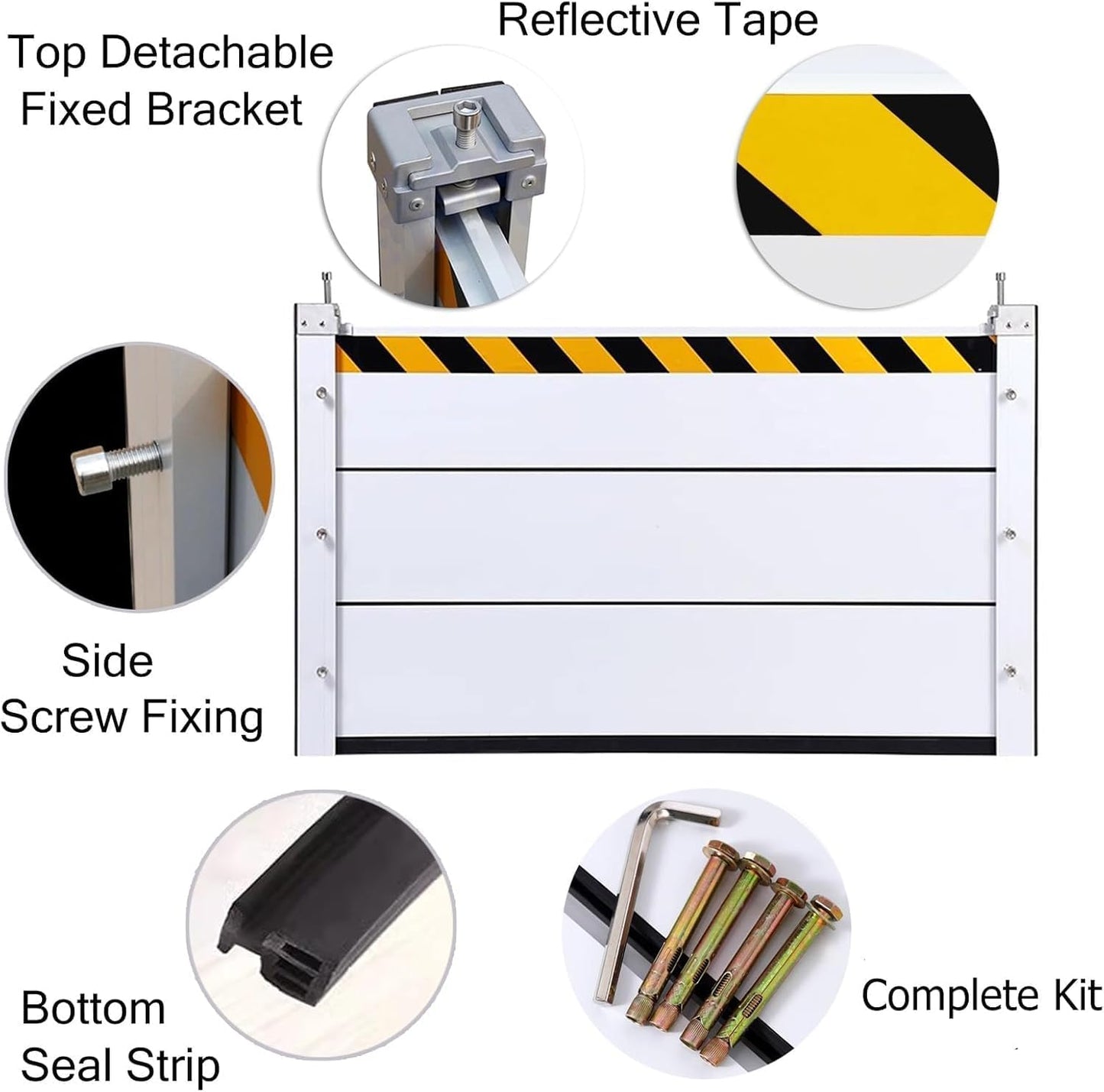 Reusable Heavy Duty Aluminum Flood Barriers for Home Exterior, Flood Protection Barriers Water Barrier Door Quick Detachable Garage Doors Detachable Mobile Rain Water Baffle ( H 31.5 inch L 1FT)