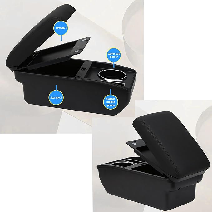 AULPHIKE Compatible with Nissan Versa Armrest 2020-2024 Center Console Organizer Armrests Double Layer Storage Space with Cup Holder