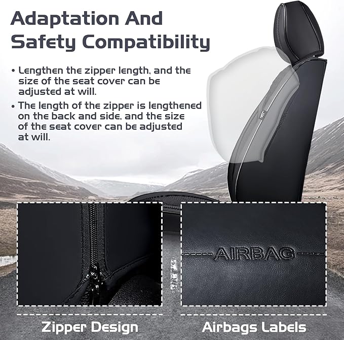 Truck Seat Covers for Ford F350 2011-2026, Waterproof Premium Leather Full Coverage Car Seat Cover, Muscle Sport Style Auto Interior Seat Cover Sets (Front Set/Black)