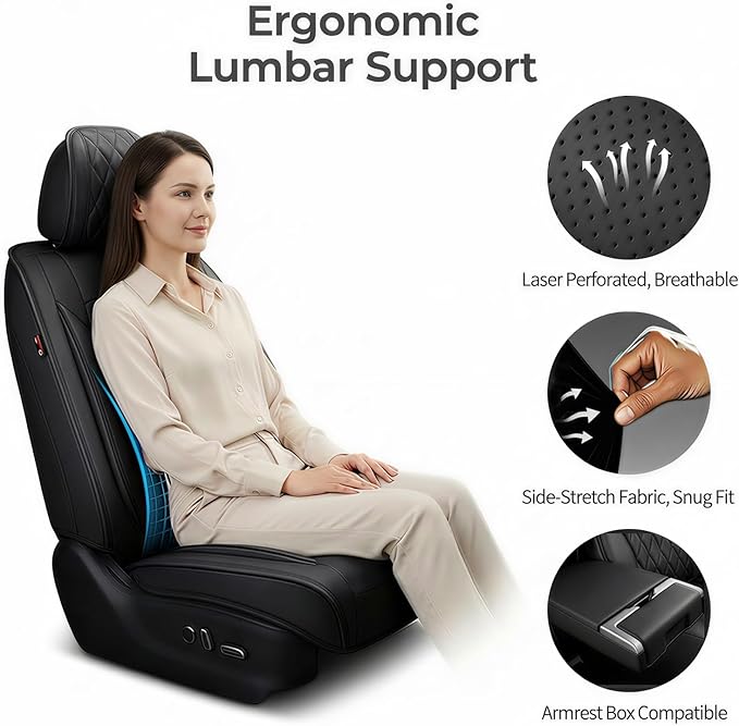 Fit Ioniq Car Seat Covers for Hyundai Ioniq 2017-2026 - Premium Leather, Waterproof, All-Weather, Airbag Compatible, Anti-Slip, Breathable, Easy Install, Seat Protectors, Full Set, Redline