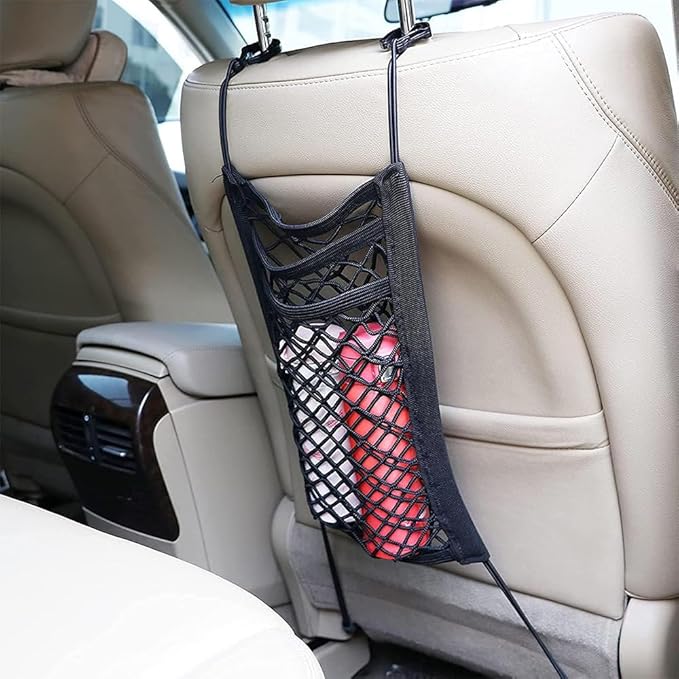 Car Mesh Organizer for Honda Ridgeline 2005-2025 YD/YK,Seat Back Net Bag,Barrier of Backseat Pet Kids,Cargo Tissue Purse Holder,Driver Storage Elastic Netting Pouch,B-Small