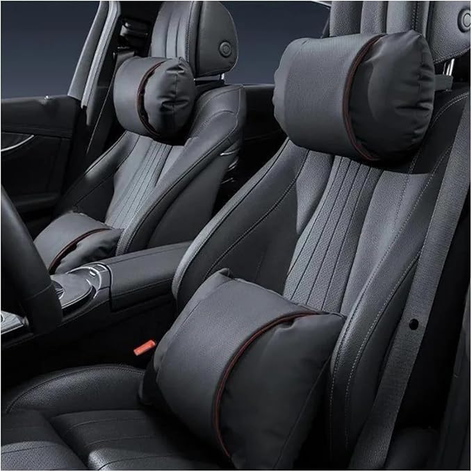 1/2PCS PU Leather Car Neck Pillow & Lumbar Support Cushion, Breathable Universal Seat Headrest Waist Pad, Soft Support Cushion for Daily Driving and Travel(B Style backrest)