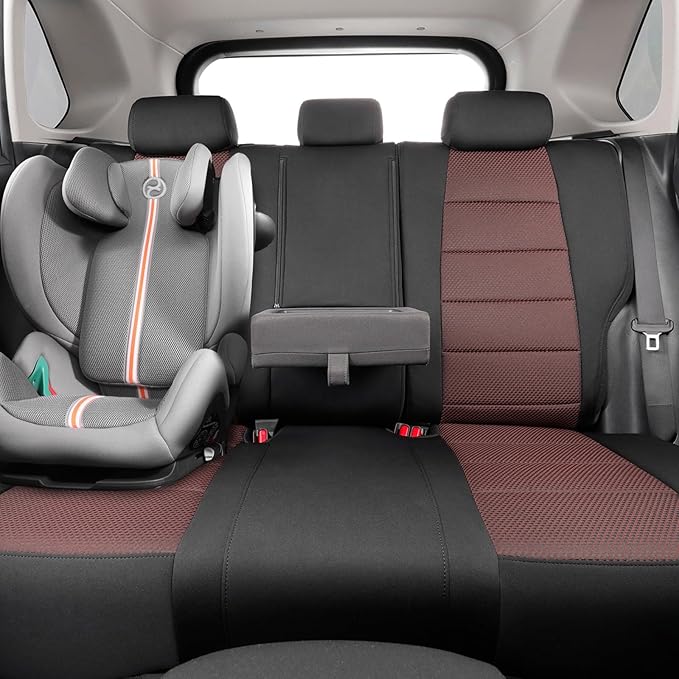 coverdream 2026 Rav4 Seat Covers Custom Fit for 2026 Toyota Rav4 Hybrid (Woodland/Limited) SUV,Full Set Polyester Car Seat Protector Black & Wine Red