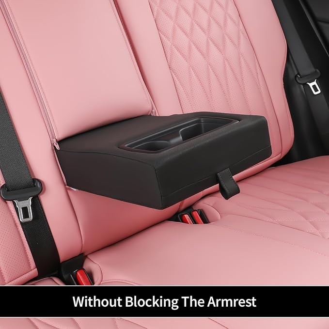 EKR Rav4 Seat Covers Custom Fit for Toyota Rav4 LE(NOT for Hybrid) 2013 2014 2015 2016 2017 2018,Leather Car Pink Seat Cover for Women SUV Full Set,Faux Leather(Pink)