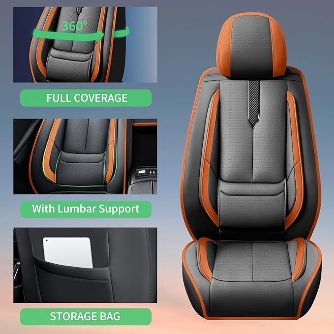 Fit Fj Cruiser Car Seat Covers for Toyota Fj Cruiser 2007-2013 2014 -Upgraded Premium Waterproof & Breathable Leather,Airbag Compatible,All-Weather Seat Cushion Protector,2 Front/Black-Brown
