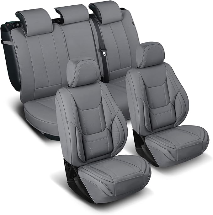 Coverland Custom Fit Car Seat Covers for SUV Compatible with [Kia Sportage, Sportage Hybrid] Premium Car Seat Cover Water Resistant Leather Non-Slip Interior Protector [Full Set Dark Gray -Chart X75]