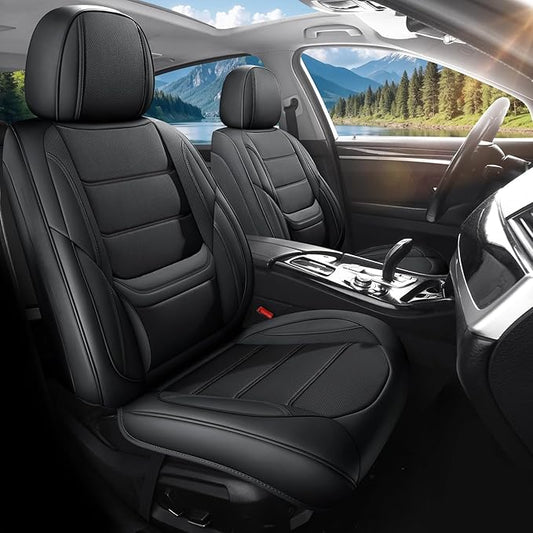 Car Seat Covers Full Set Custom Fit for Mercury Milan 2006-2011,Premium Faux Leather with Lumbar Support, Breathable, Anti-Slip & Soft Touch(Black,Fullset)