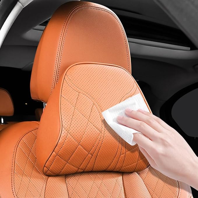 for Chevy Silverado 2007 2008 2009 2010 2011 2012 2013 Leather Car Seat Headrest Lumbar Cushion, Lumbar Support Pillow for Car,for Driving Traveling Relieving Neck Fatigue,3-B Black