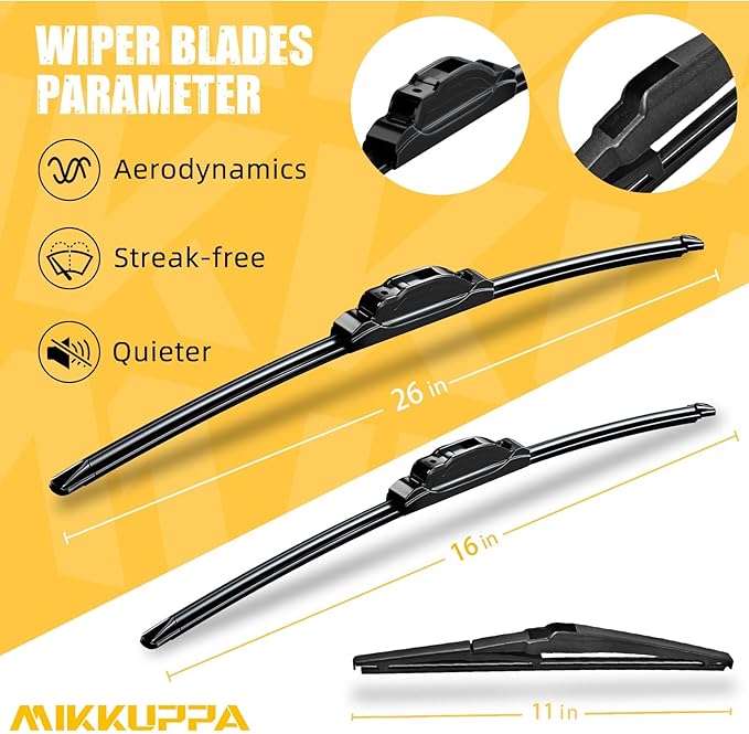 MIKKUPPA 26"+16"+11" Windshield Wiper Blades Replacement for 2016-2020 Kia Sorento, Front & Rear Wiper Blades Set, Durable Stable Quiet All Season (Pack of 3)