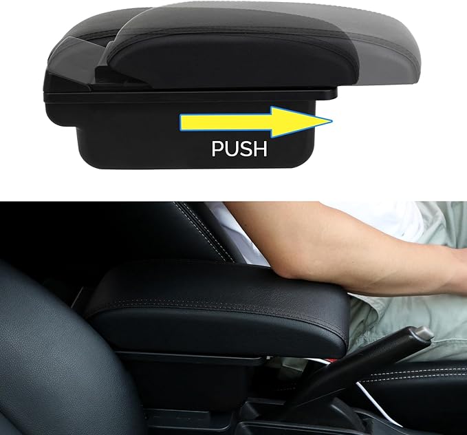AULPHIKE Compatible with Nissan Note Armrest 2016-2018 Car Center Console Organizer Armrests Double Layer Storage with 3 USB（Black）