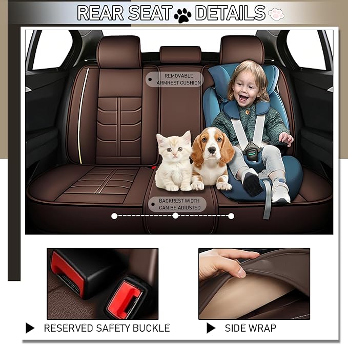 Leather Car Seat Covers Fit for Toyota Corolla iM 2017-2018, 5 Seater Car Seat Cover, Premium Waterproof, Scratch Resistant Car Interior Accessories (Full Set with Pillow Coffee)
