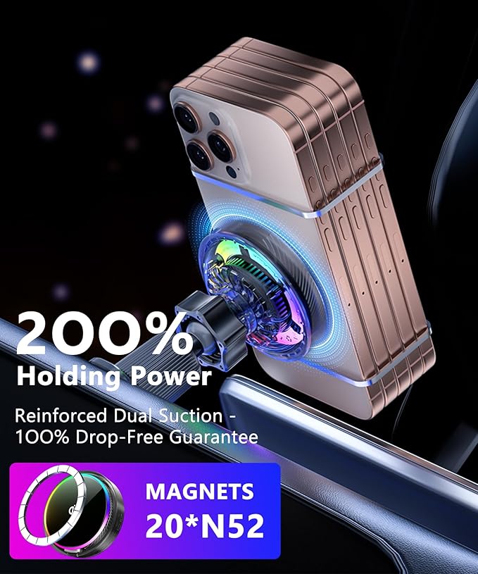 Qi2.2 25W Magnetic Car Mount Charger for 2023 2024 2025 2026 Honda Accord Accessories, for Fast Charging Cell Phone Holder 12.3 Inch Screen Fixed Clip with Cooling Fan＆54W Fast Adapter