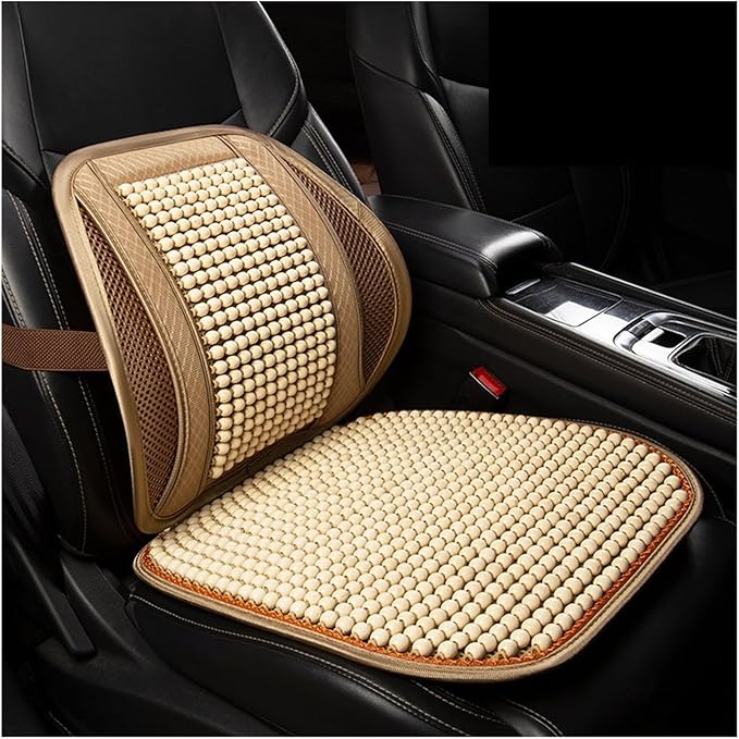 TOMSE Car Seat Chair Back Cushion for BMW X3 G01 2019 2020 2021 2022 2023 2024, Wooden Beads Ventilate Mesh Lumbar Brace Strong Durable Relieve Fatigue Summer Interior Accessories,C-Seat pad